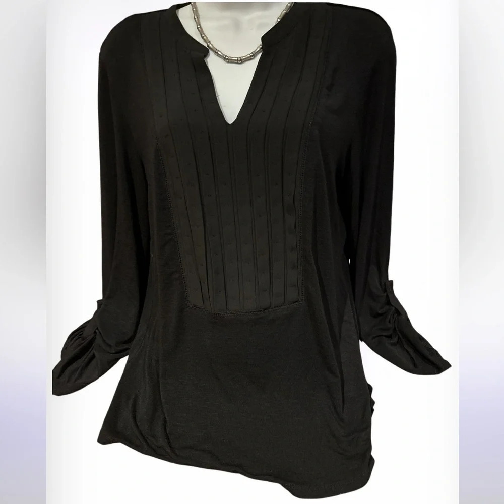 Dalia Long Sleeve Blouse chiffon pleated front detail blouse Sz Large